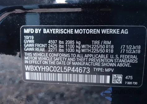 2020 BMW X2 Sdrive28I z USA, uszkodzony, nr VIN WBXYH9C02L5P44673